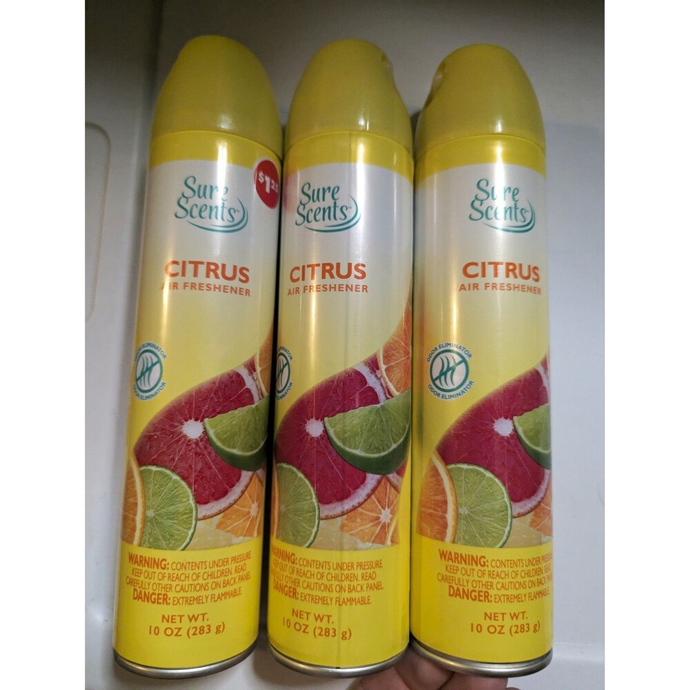 Sure Scents Citrus Air Freshener Spray Odor Eliminator 10 oz Lot of 3 Home